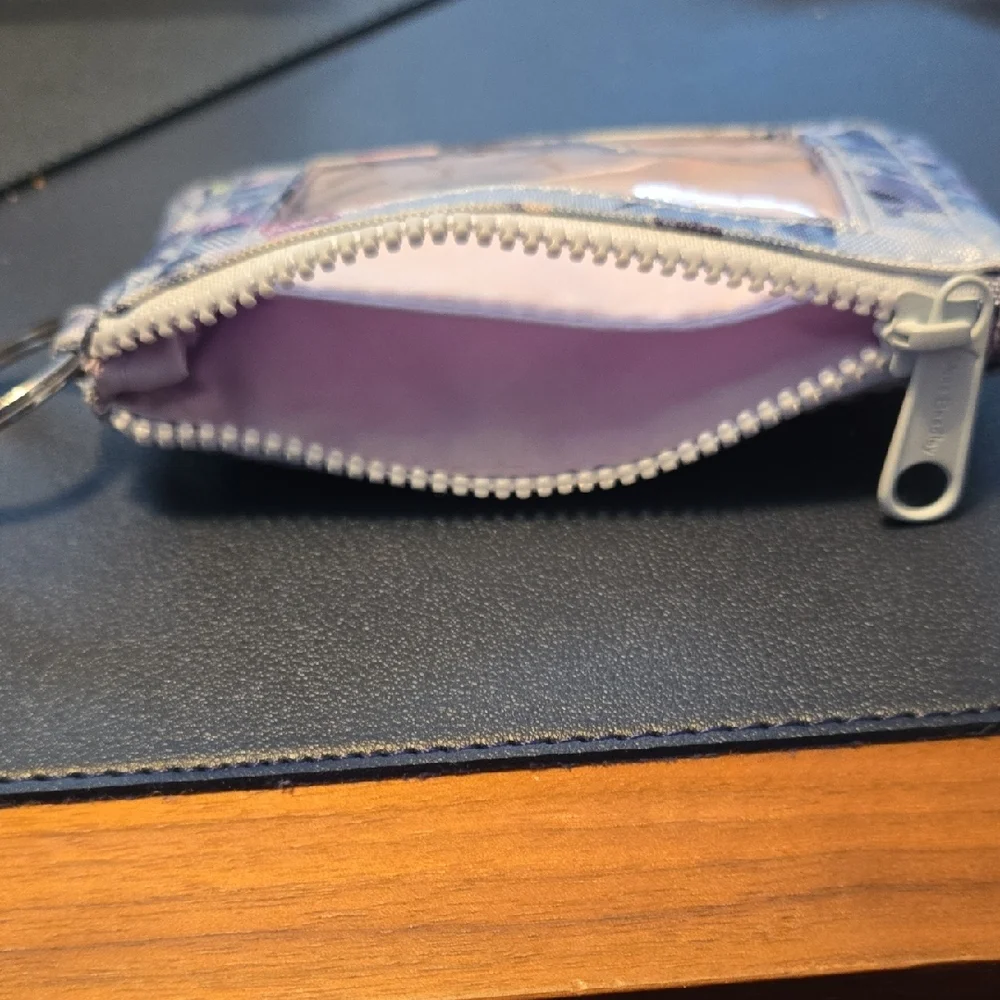 Vera Bradley Floral Rose Card Holder Wallet with Keyring ID Zip Case Like New - Picture 3 of 4